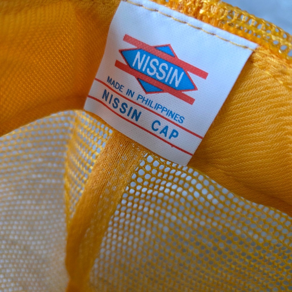 Vtg Nissin Trucker Hat Foam Cap Good Life Mesa Arizona Yellow White Mesh Retro - Picture 2 of 12